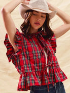 So Me Cheerful Layers Plaid Ruffled Quilted Vest Top-Women's Shirts & Tops-Shop Z & Joxa