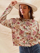 So Me Clay Rose Garden Floral Print Button up Sweater Cardigan-Women's Shirts & Tops-Shop Z & Joxa