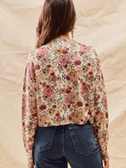So Me Clay Rose Garden Floral Print Button up Sweater Cardigan-Women's Shirts & Tops-Shop Z & Joxa