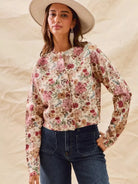 So Me Clay Rose Garden Floral Print Button up Sweater Cardigan-Women's Shirts & Tops-Shop Z & Joxa