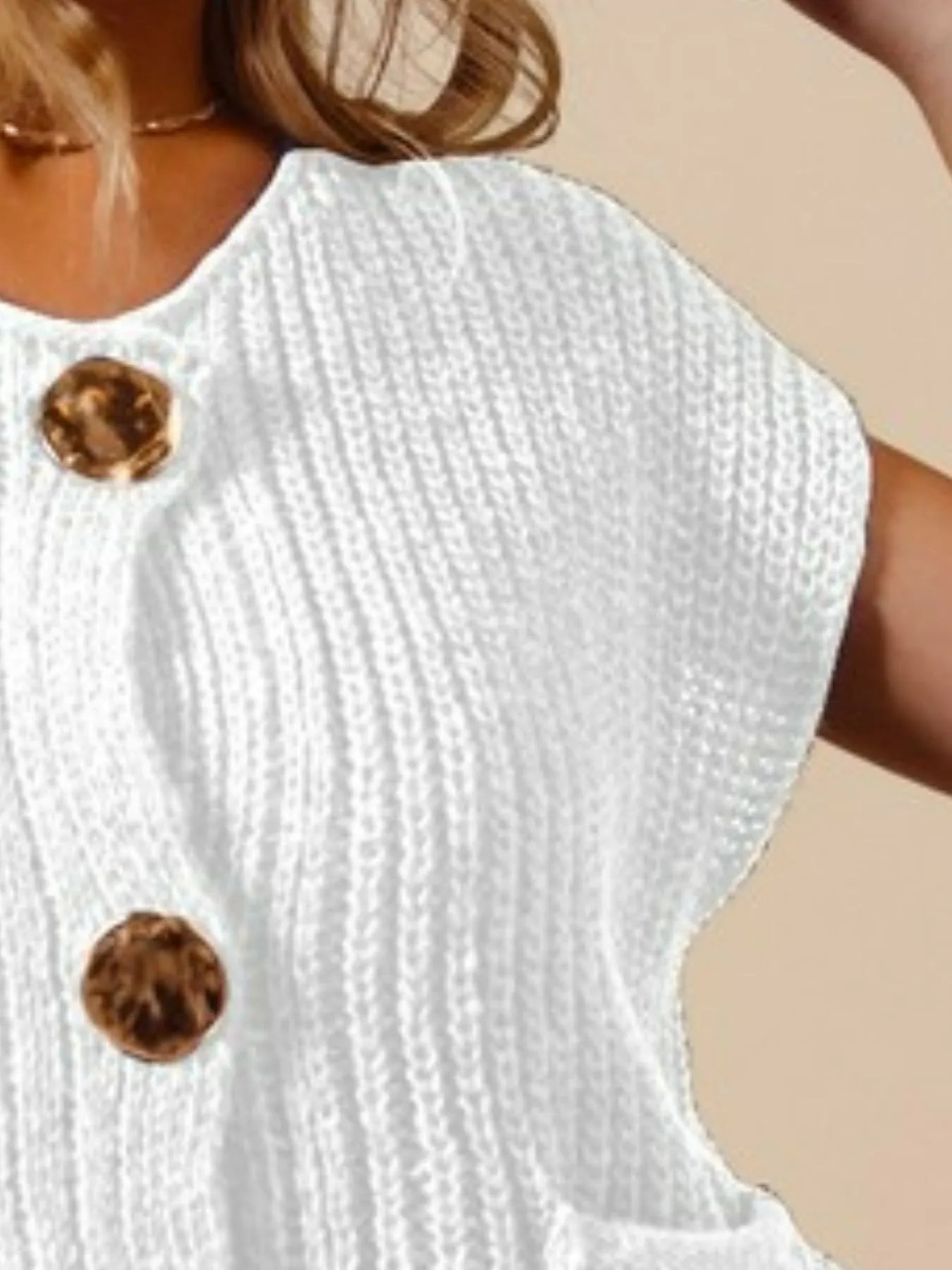 So Me Cotton Kiss Big Button Front Sweater Vest-Women's Shirts & Tops-Shop Z & Joxa