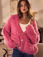 So Me Cozy in Pink Soft Touch Loose Fit Cozy Cardigan-Women's Shirts & Tops-Shop Z & Joxa
