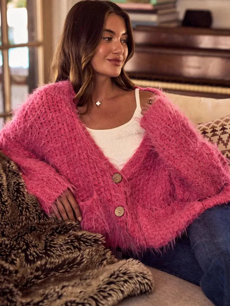 So Me Cozy in Pink Soft Touch Loose Fit Cozy Cardigan-Women's Shirts & Tops-Shop Z & Joxa