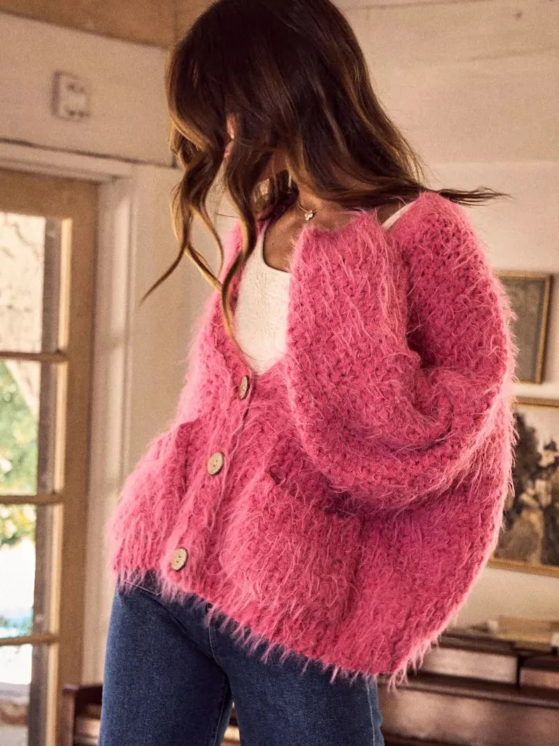 So Me Cozy in Pink Soft Touch Loose Fit Cozy Cardigan-Women's Shirts & Tops-Shop Z & Joxa
