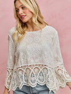 So Me Embroidered Elegance Floral Crochet Lace Trimmed Top-Women's Shirts & Tops-Shop Z & Joxa
