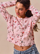 So Me Floral Affair Button Front Sweater Cardigan Top-Women's Shirts & Tops-Shop Z & Joxa