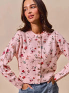 So Me Floral Affair Button Front Sweater Cardigan Top-Women's Shirts & Tops-Shop Z & Joxa