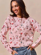 So Me Floral Affair Button Front Sweater Cardigan Top-Women's Shirts & Tops-Shop Z & Joxa