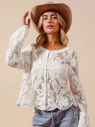 So Me Ivory Bloom Crochet Floral Lace Cardigan-Shirts & Tops-Shop Z & Joxa