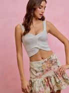 So Me Ivory Bloom Pink Floral Tiered Flare Mini Skirt-Women's Skirts & Skorts-Shop Z & Joxa