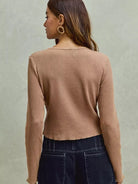 So Me Latte Lace Revival Vintage Wash Lace Crop Knit Top-Women's Shirts & Tops-Shop Z & Joxa