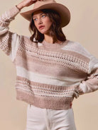 So Me Loosely Luxe Striped Texture Long Sleeve Sweater-Women's Shirts & Tops-Shop Z & Joxa