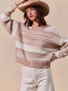 So Me Loosely Luxe Striped Texture Long Sleeve Sweater-Women's Shirts & Tops-Shop Z & Joxa