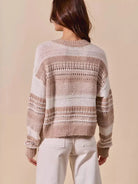 So Me Loosely Luxe Striped Texture Long Sleeve Sweater-Women's Shirts & Tops-Shop Z & Joxa