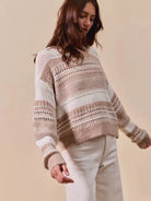 So Me Loosely Luxe Striped Texture Long Sleeve Sweater-Women's Shirts & Tops-Shop Z & Joxa
