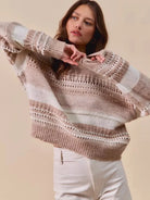 So Me Loosely Luxe Striped Texture Long Sleeve Sweater-Women's Shirts & Tops-Shop Z & Joxa