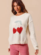 So Me Love & Cherries Knitted Valentine Sweater Top-Women's Shirts & Tops-Shop Z & Joxa