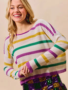 So Me Mardi Chic Color Stripe Lightweight Sweater Top-Women's Shirts & Tops-Shop Z & Joxa