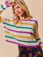 So Me Mardi Chic Color Stripe Lightweight Sweater Top-Women's Shirts & Tops-Shop Z & Joxa