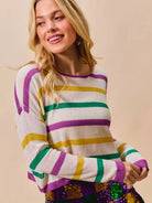 So Me Mardi Chic Color Stripe Lightweight Sweater Top-Women's Shirts & Tops-Shop Z & Joxa