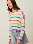 So Me Mardi Chic Color Stripe Lightweight Sweater Top-Women's Shirts & Tops-Shop Z & Joxa