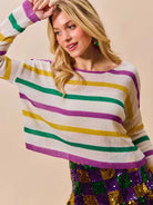 So Me Mardi Chic Color Stripe Lightweight Sweater Top-Women's Shirts & Tops-Shop Z & Joxa