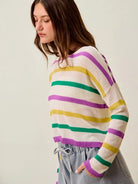 So Me Mardi Chic Color Stripe Lightweight Sweater Top-Women's Shirts & Tops-Shop Z & Joxa