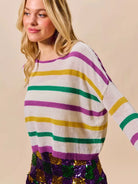 So Me Mardi Chic Color Stripe Lightweight Sweater Top-Women's Shirts & Tops-Shop Z & Joxa