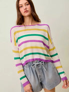 So Me Mardi Chic Color Stripe Lightweight Sweater Top-Women's Shirts & Tops-Shop Z & Joxa