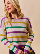 So Me Mardi Chic Color Stripe Lightweight Sweater Top-Women's Shirts & Tops-Shop Z & Joxa