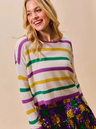 So Me Mardi Chic Color Stripe Lightweight Sweater Top-Women's Shirts & Tops-Shop Z & Joxa