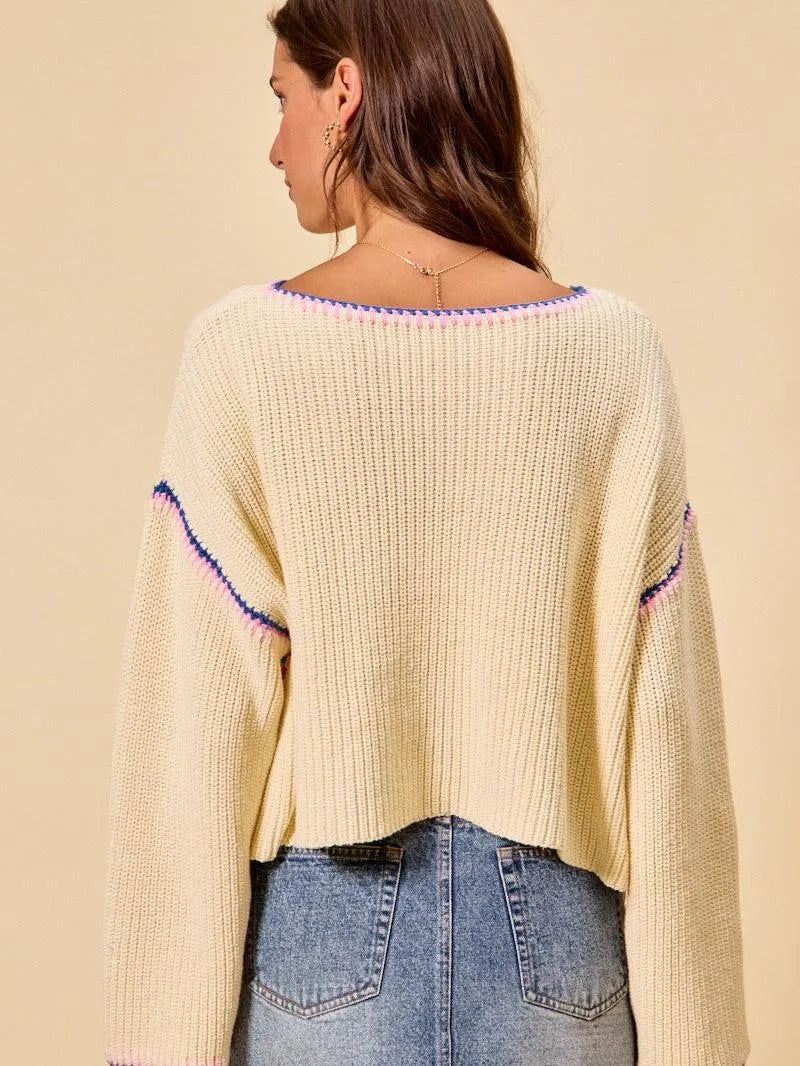 So Me Patchwork Charm Multi Color Granny Crochet Sweater Top-Women's Shirts & Tops-Shop Z & Joxa