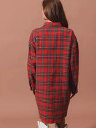 So Me Plaid Escape Button Up Plaid Shirt Dress-Shirts & Tops-Shop Z & Joxa