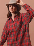 So Me Plaid Escape Button Up Plaid Shirt Dress-Shirts & Tops-Shop Z & Joxa