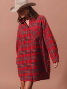 So Me Plaid Escape Button Up Plaid Shirt Dress-Shirts & Tops-Shop Z & Joxa