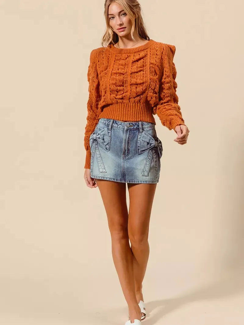 So Me Pocket Full of Bows Denim Mini Skirt-Mini Skirts-Shop Z & Joxa