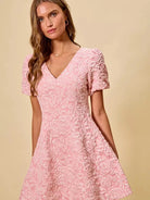 So Me Pretty in Pink Jacquard Flare Mini Dress-Women's Dresses-Shop Z & Joxa