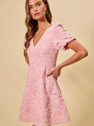 So Me Pretty in Pink Jacquard Flare Mini Dress-Women's Dresses-Shop Z & Joxa