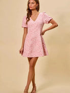 So Me Pretty in Pink Jacquard Flare Mini Dress-Women's Dresses-Shop Z & Joxa