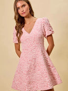 So Me Pretty in Pink Jacquard Flare Mini Dress-Women's Dresses-Shop Z & Joxa