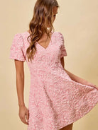 So Me Pretty in Pink Jacquard Flare Mini Dress-Women's Dresses-Shop Z & Joxa