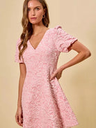 So Me Pretty in Pink Jacquard Flare Mini Dress-Women's Dresses-Shop Z & Joxa