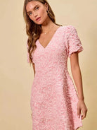 So Me Pretty in Pink Jacquard Flare Mini Dress-Women's Dresses-Shop Z & Joxa