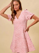 So Me Pretty in Pink Jacquard Flare Mini Dress-Women's Dresses-Shop Z & Joxa