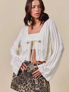 So Me Ribbon & Cozy Open Front Ribbon Tie Crochet Cardigan-Women's Shirts & Tops-Shop Z & Joxa