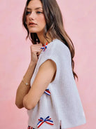 So Me Ribbon and Glory 4th Of July Ribbon Cropped Knit Top-Shirts & Tops-Shop Z & Joxa