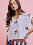 So Me Ribbon and Glory 4th Of July Ribbon Cropped Knit Top-Shirts & Tops-Shop Z & Joxa