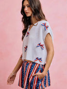 So Me Ribbon and Glory 4th Of July Ribbon Cropped Knit Top-Shirts & Tops-Shop Z & Joxa