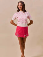 So Me Ribbons & Rhinestones Pink Velvet Mini Skirt-Mini Skirts-Shop Z & Joxa