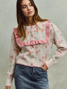 So Me Ruffle Me Up Long Sleeve Floral Cardigan with Ruffles-Women's Shirts & Tops-Shop Z & Joxa